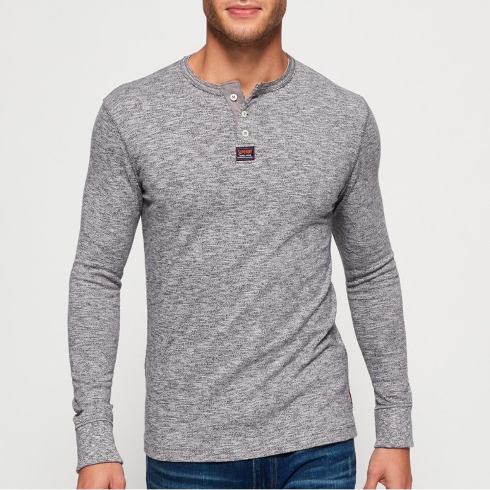 Superdry Heritage Grandad Long Sleeve Top - Gray